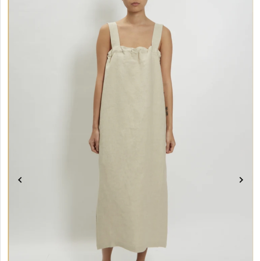 Arch The Pure linen midi dress in natural flax